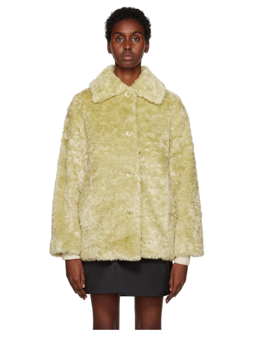NWT Proenza Schouler White Label GREEN faux rabbit coat